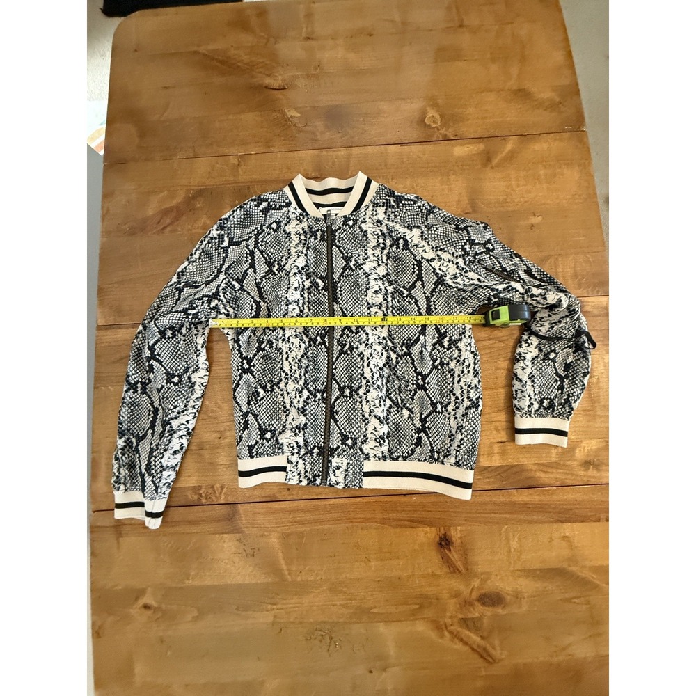 LAVENDER BROWN Small Python Snake Print Bomber Jacket Pockets Y2K - Picture 7 of 14